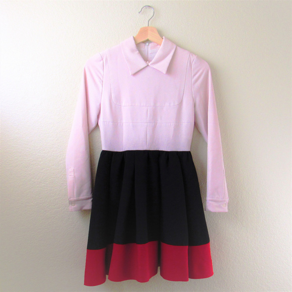 Dresses & Skirts - • Korean Peter Pan Collar Color-block Dress •